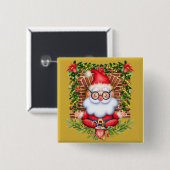Kerstmis Santa Yoga Namaste Pose Vierkante Button 5,1 Cm (Voorkant /achterkant)