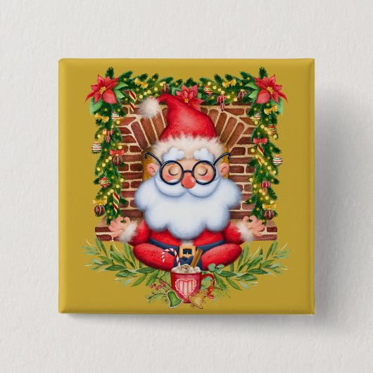Kerstmis Santa Yoga Namaste Pose Vierkante Button 5,1 Cm (Voorkant)