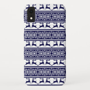 Kerstmis, Scandinavische Folk Blue en White iPhone XR Hoesje