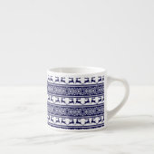 Kerstmis, Scandinavische Folk Blue en White Espresso Kop (Rechts)