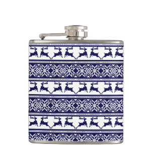 Kerstmis, Scandinavische Folk Blue en White Heupfles