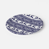 Kerstmis, Scandinavische Folk Blue en White Papieren Bordje (Gekanteld)