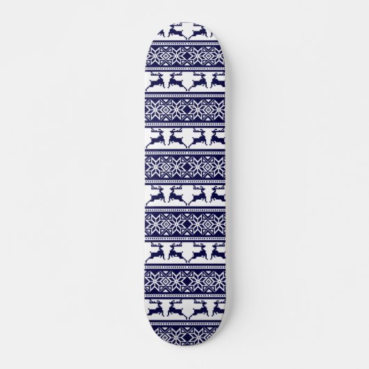 Kerstmis, Scandinavische Folk Blue en White Skateboard (Voorkant)