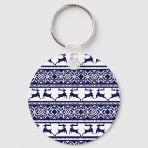 Kerstmis, Scandinavische Folk Blue en White Sleutelhanger