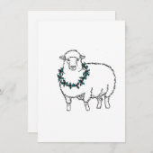 Kerstmis Schaap met Holly Feestdagenkaart (Voorkant / Achterkant)