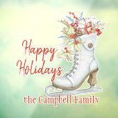 Kerstmis - Schaats met fashioned ijs - aangepast Raamsticker (Vel 3)