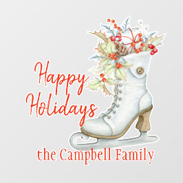 Kerstmis - Schaats met fashioned ijs - aangepast Raamsticker