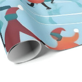 Kerstmis schaatsen. cadeaupapier (Rol Hoek)