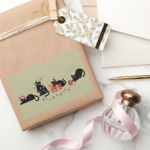 Kerstmis Schattige Kattenliefhebber Crew Kerstverl Rechthoekige Sticker