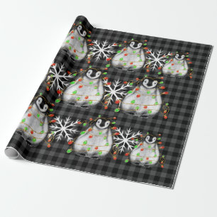 Kerstmis schattige pinguïn rode groene lichten sne cadeaupapier