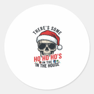 Kerstmis Schedel Ho Ho Ho Humor Ontwerp Ronde Sticker
