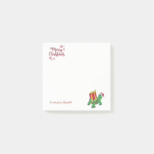 Kerstmis, schildpad, Santa Hat, Cadeau-gepersonali Post-it® Notes (Voorkant)