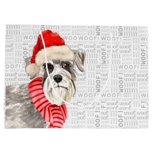 Kerstmis Schnauzer Dog Wof Words Holiday Groot Cadeauzakje (Achterkant)