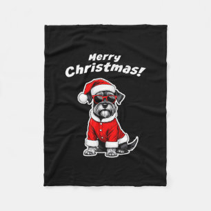 Kerstmis Schnauzer Grappige Kerstman Hond Schattig Fleece Deken