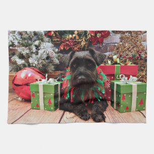 Kerstmis - Schnauzer Mix - Bentley Theedoek