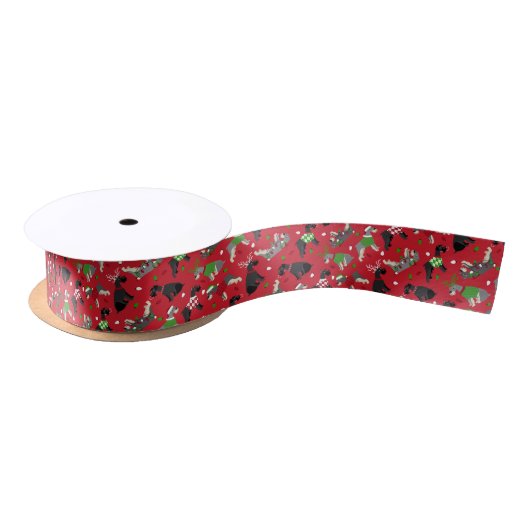 Kerstmis Schnauzer Satin Ribbon Lint (Spoel)