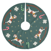 Kerstmis schommelpaarden Donkergroene kerstboom zo