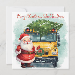 Kerstmis schoolbus voor chauffeur feestdagenkaart