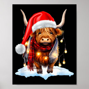 Kerstmis Schotse Hoogland Koe Gewikkeld In Kerstmi Poster