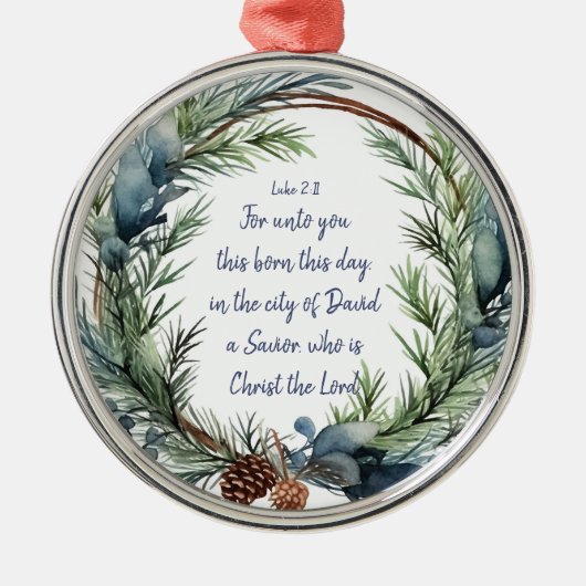 Kerstmis Schrift Lucas 2:11 Kardinaal Vogel Metalen Ornament (Voorkant)