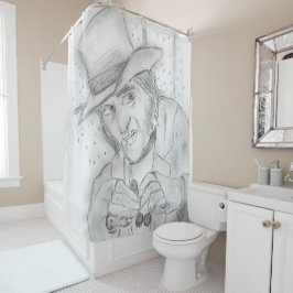 Kerstmis - Schuifje in zwart-wit Douchegordijn