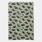 Kerstmis, Scottish Terrier Green Theedoek (Verticaal)