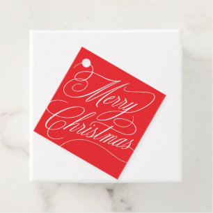 Kerstmis script elegante rode cadeautag bedankjes labels