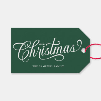 Kerstmis Script Groene Cadeaulabel
