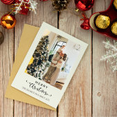 Kerstmis Script Groene Plaid Tartan Foto Feestdagenkaart