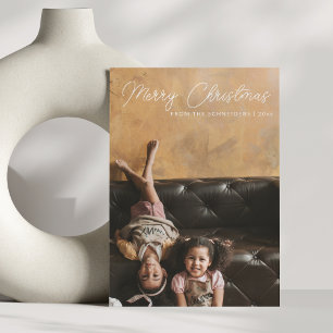 Kerstmis Script Overlay Verticale Foto Feestdagenkaart