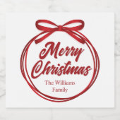 Kerstmis Script Rode Lint Strik Wijnlabel Bier Etiket (Enkel label)