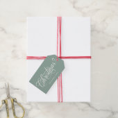 Kerstmis Script Sage Groen Cadeaulabel (Met Touw)
