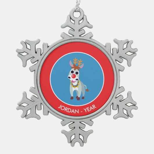 Kerstmis Shane de Donkey Tin Sneeuwvlok Ornament (Voorkant)