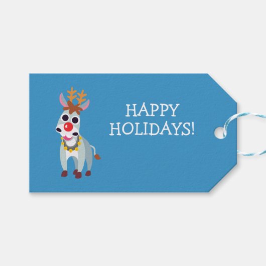 Kerstmis Shane de Ezel Cadeaulabel (Voorkant (Horizontaal))