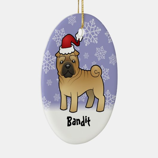 Kerstmis Shar Pei (voeg je huisdiernaam toe) Keramisch Ornament (Rechts)