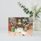 Kerstmis - Sheltie - Hertogin Feestdagenkaart (Staand voorkant)
