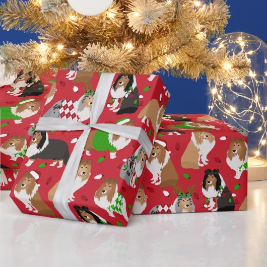 Kerstmis Sheltie Shetland Sheepdog Cadeaupapier (Feestdagen)