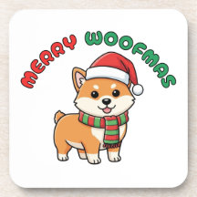 Kerstmis Shiba Inu Onderzetter: Prettig Woefmis