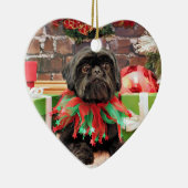 Kerstmis - Shih Tzu - Lily Keramisch Ornament (Rechts)