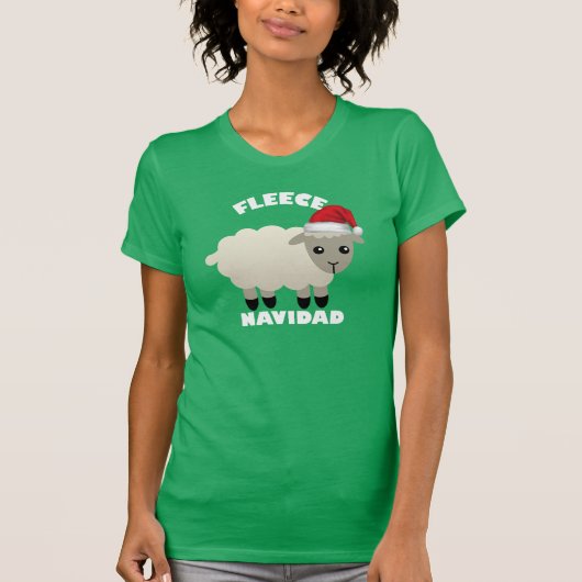Kerstmis shirt Fleece (Feliz) Navidad met schapen (Voorkant)