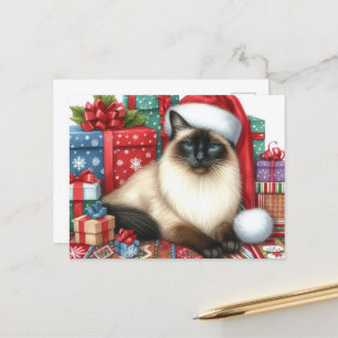 Kerstmis Siamese Kat Kerstvakantie Briefkaart