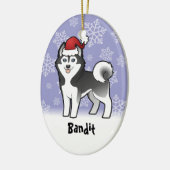 Kerstmis Siberian Husky / Alaskan Malamute Keramisch Ornament (Links)