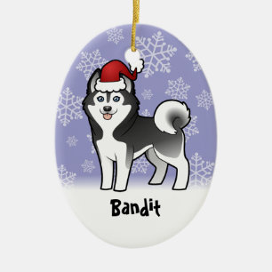 Kerstmis Siberian Husky / Alaskan Malamute Keramisch Ornament