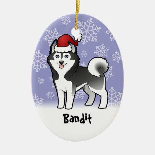 Kerstmis Siberian Husky / Alaskan Malamute Keramisch Ornament (Voorkant)