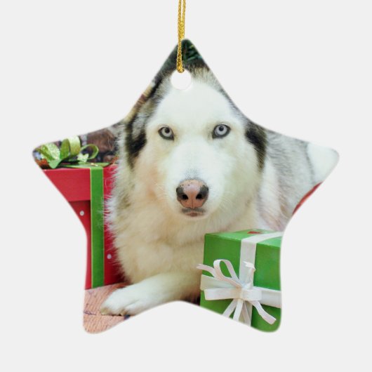 Kerstmis - Siberian Husky - Juliet Keramisch Ornament (Voorkant)