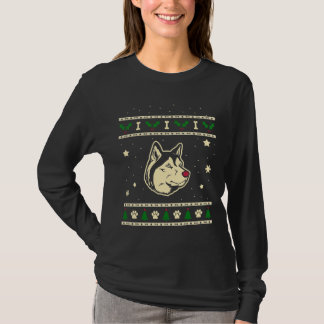 Kerstmis Siberische Husky Hond T-shirt