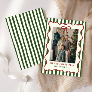 Kerstmis sierlijke rode strik foto vakantiekaart feestdagenkaart