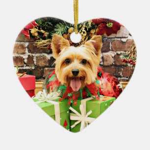 Kerstmis - Silky Terrier - Haley Keramisch Ornament