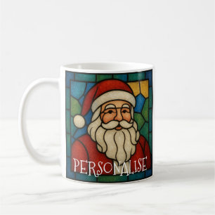 Kerstmis Sint Art Deco Gebrandschilderd Glas Koffiemok