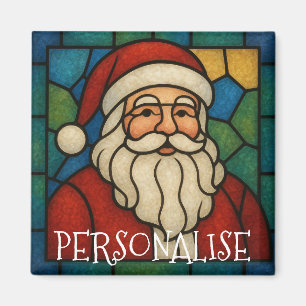 Kerstmis Sint Art Deco Gebrandschilderd Glas Magneet
